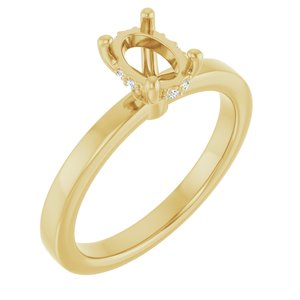 14K Yellow Gold 7x5 mm Oval .03 CTW Natural Diamond Semi-Set Engagement Ring