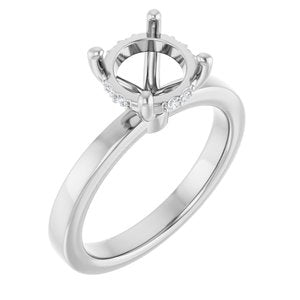 Platinum 8 mm Round .06 CTW Lab-Grown Semi-Set Daimond Engagement Ring