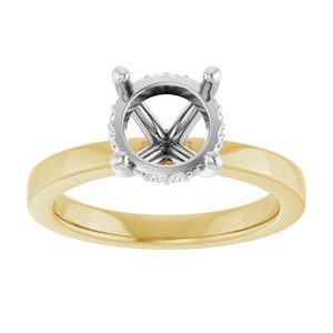 14K Yellow/White Gold 8 mm Round .06 CTW Lab-Grown Semi-Set Daimond Engagement Ring