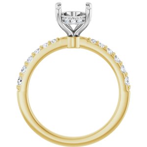 14K Yellow/White Gold 9x7 mm Oval 3/8 CTW Lab-Grown Semi-Set Daimond Engagement Ring