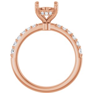 14K Rose Gold 9x7 mm Oval 1/3 CTW Natural Diamond Semi-Set Engagement Ring