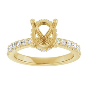 14K Yellow Gold 9x7 mm Oval 3/8 CTW Lab-Grown Semi-Set Daimond Engagement Ring