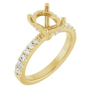 14K Yellow Gold 9x7 mm Oval 3/8 CTW Lab-Grown Semi-Set Daimond Engagement Ring