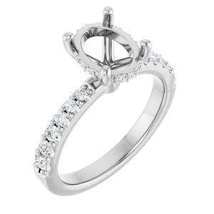 Platinum 9x7 mm Oval 1/3 CTW Natural Diamond Semi-Set Engagement Ring