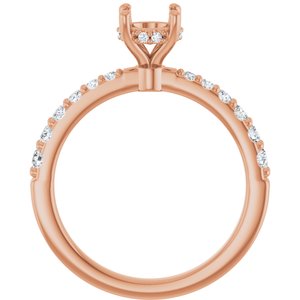 14K Rose Gold 5.8 mm Round 1/3 CTW Natural Diamond Semi-Set Engagement Ring