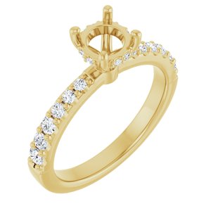14K Yellow Gold 5.8 mm Round 1/3 CTW Lab-Grown Semi-Set Daimond Engagement Ring