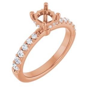 14K Rose Gold 5.8 mm Round 1/3 CTW Lab-Grown Semi-Set Daimond Engagement Ring