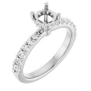 14K White Gold 5.8 mm Round 1/3 CTW Natural Diamond Semi-Set Engagement Ring