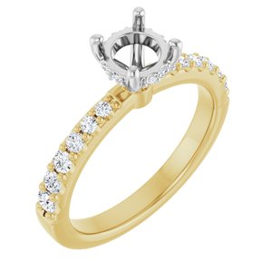 14K Yellow/White Gold 5.8 mm Round 1/3 CTW Natural Diamond Semi-Set Engagement Ring