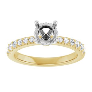 14K Yellow/White Gold 5.8 mm Round 1/3 CTW Natural Diamond Semi-Set Engagement Ring