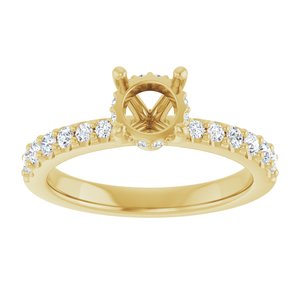 14K Yellow Gold 5.8 mm Round 1/3 CTW Lab-Grown Semi-Set Daimond Engagement Ring