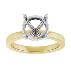 14K Yellow/White Gold 9 mm Round .05 CTW Natural Diamond Semi-Set Engagement Ring