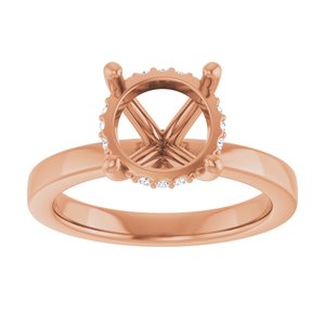 14K Rose Gold 9 mm Round .05 CTW Natural Diamond Semi-Set Engagement Ring
