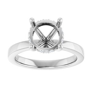 Platinum 9 mm Round 1/10 CTW Lab-Grown Semi-Set Daimond Engagement Ring