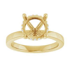 14K Yellow Gold 9 mm Round .05 CTW Natural Diamond Semi-Set Engagement Ring