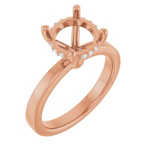 14K Rose Gold 9 mm Round 1/10 CTW Lab-Grown Semi-Set Daimond Engagement Ring