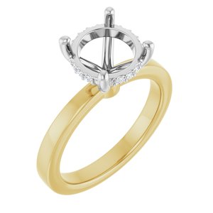 14K Yellow/White Gold 9 mm Round 1/10 CTW Lab-Grown Semi-Set Daimond Engagement Ring