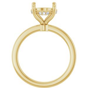 14K Yellow Gold 9 mm Round .05 CTW Natural Diamond Semi-Set Engagement Ring