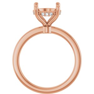 14K Rose Gold 9 mm Round .05 CTW Natural Diamond Semi-Set Engagement Ring