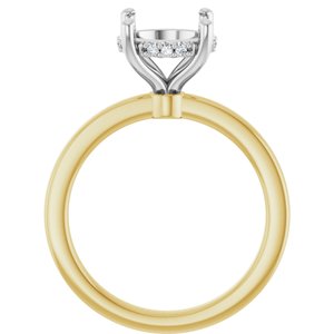14K Yellow/White Gold 9 mm Round 1/10 CTW Lab-Grown Semi-Set Daimond Engagement Ring