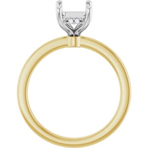 14K Yellow/White Gold 8x6 mm Emerald .05 CTW Natural Diamond Semi-Set Engagement Ring