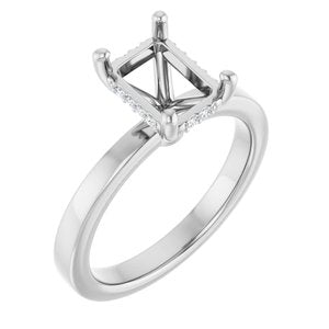 Platinum 8x6 mm Emerald .05 CTW Lab-Grown Semi-Set Daimond Engagement Ring