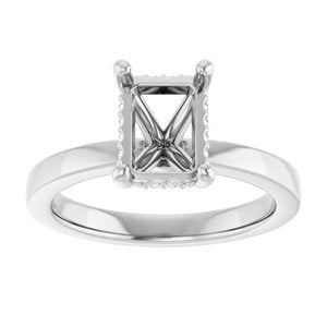 14K White Gold 8x6 mm Emerald .05 CTW Natural Diamond Semi-Set Engagement Ring