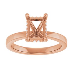 14K Rose Gold 8x6 mm Emerald .05 CTW Natural Diamond Semi-Set Engagement Ring