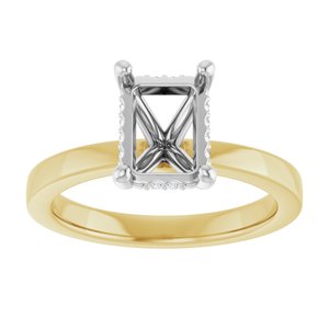 14K Yellow/White Gold 8x6 mm Emerald .05 CTW Lab-Grown Semi-Set Daimond Engagement Ring