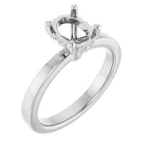 14K White Gold 8x6 mm Oval .04 CTW Lab-Grown Semi-Set Daimond Engagement Ring