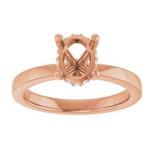 14K Rose Gold 8x6 mm Oval .04 CTW Natural Diamond Semi-Set Engagement Ring