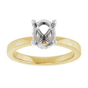 14K Yellow/White Gold 8x6 mm Oval .04 CTW Natural Diamond Semi-Set Engagement Ring