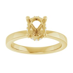 14K Yellow Gold 8x6 mm Oval .04 CTW Natural Diamond Semi-Set Engagement Ring