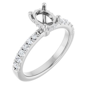 14K White Gold 7.5x5.5 mm Oval 1/3 CTW Lab-Grown Semi-Set Daimond Engagement Ring