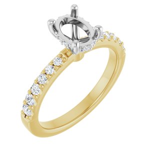 14K Yellow/White Gold 7.5x5.5 mm Oval 1/3 CTW Lab-Grown Semi-Set Daimond Engagement Ring