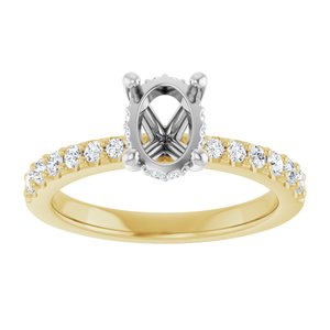 14K Yellow/White Gold 7.5x5.5 mm Oval 1/6 CTW Natural Diamond Semi-Set Engagement Ring