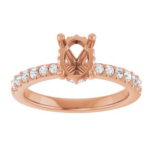 14K Rose Gold 7.5x5.5 mm Oval 1/6 CTW Natural Diamond Semi-Set Engagement Ring