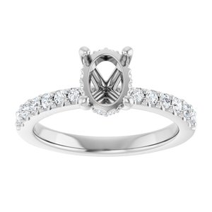 Platinum 7.5x5.5 mm Oval 1/3 CTW Lab-Grown Semi-Set Daimond Engagement Ring