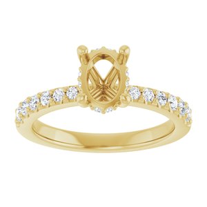 14K Yellow Gold 7.5x5.5 mm Oval 1/3 CTW Lab-Grown Diamond Semi-Set Engagement Ring