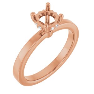 14K Rose Gold 6 mm Round .03 CTW Lab-Grown Semi-Set Daimond Engagement Ring