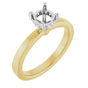 14K Yellow/White Gold 6 mm Round .03 CTW Natural Diamond Semi-Set Engagement Ring