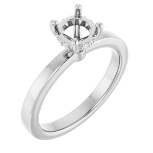 14K White Gold 6 mm Round .03 CTW Lab-Grown Semi-Set Daimond Engagement Ring