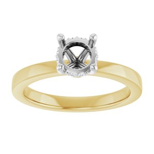 14K Yellow/White Gold 6 mm Round .03 CTW Lab-Grown Semi-Set Daimond Engagement Ring