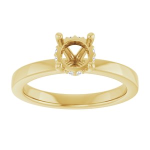 14K Yellow Gold 6 mm Round .03 CTW Lab-Grown Semi-Set Daimond Engagement Ring