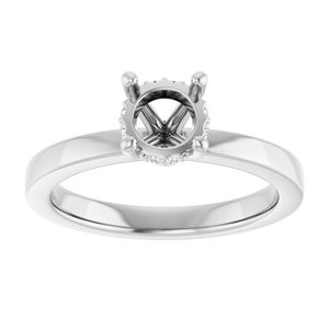 14K White Gold 6 mm Round .03 CTW Lab-Grown Semi-Set Daimond Engagement Ring