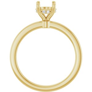 14K Yellow Gold 6 mm Round .03 CTW Lab-Grown Semi-Set Daimond Engagement Ring