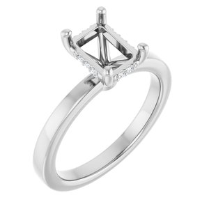Platinum 7.5x5.5 mm Emerald .04 CTW Lab-Grown Semi-Set Daimond Engagement Ring