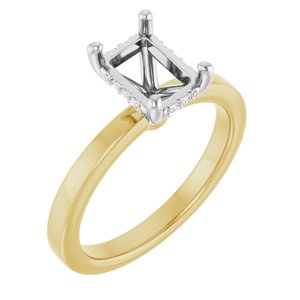 14K Yellow/White Gold 7.5x5.5 mm Emerald .04 CTW Lab-Grown Semi-Set Daimond Engagement Ring