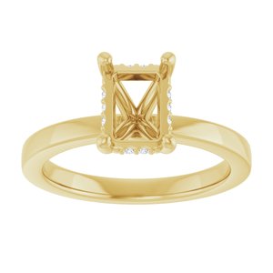 14K Yellow Gold 7.5x5.5 mm Emerald .04 CTW Natural Diamond Semi-Set Engagement Ring