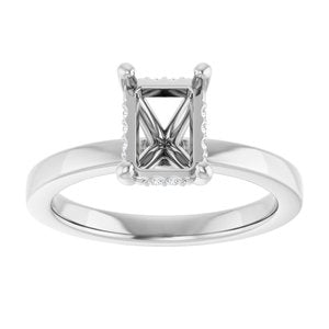 Platinum 7.5x5.5 mm Emerald .04 CTW Natural Diamond Semi-Set Engagement Ring